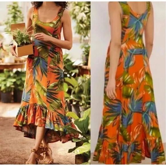 SOFT SURROUNDINGS NWT Sleeveless Tropical Floral FABIANA Hi-Low Maxi Dress size - Picture 1 of 9